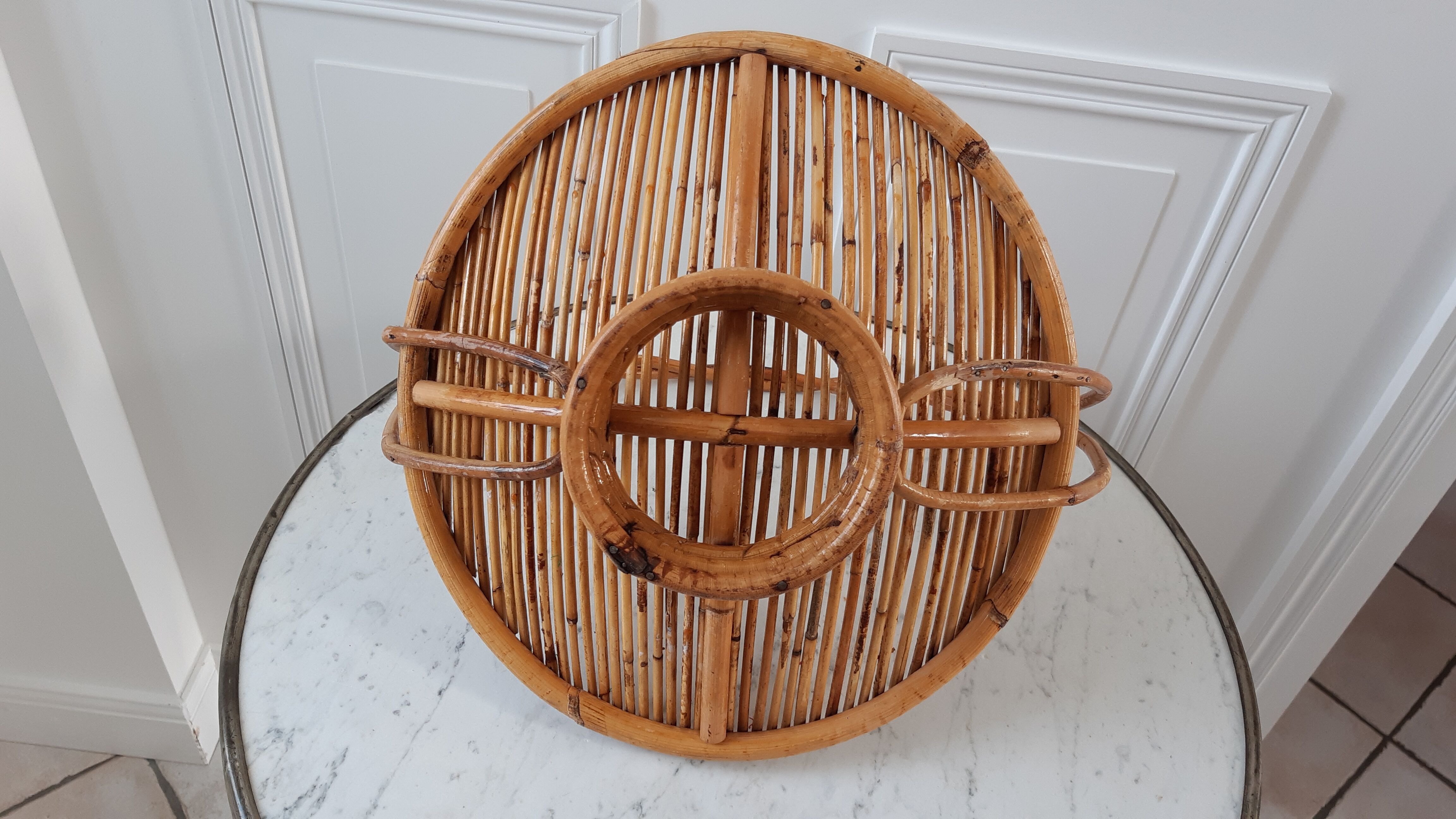 Vintage rattan fruit basket 70s