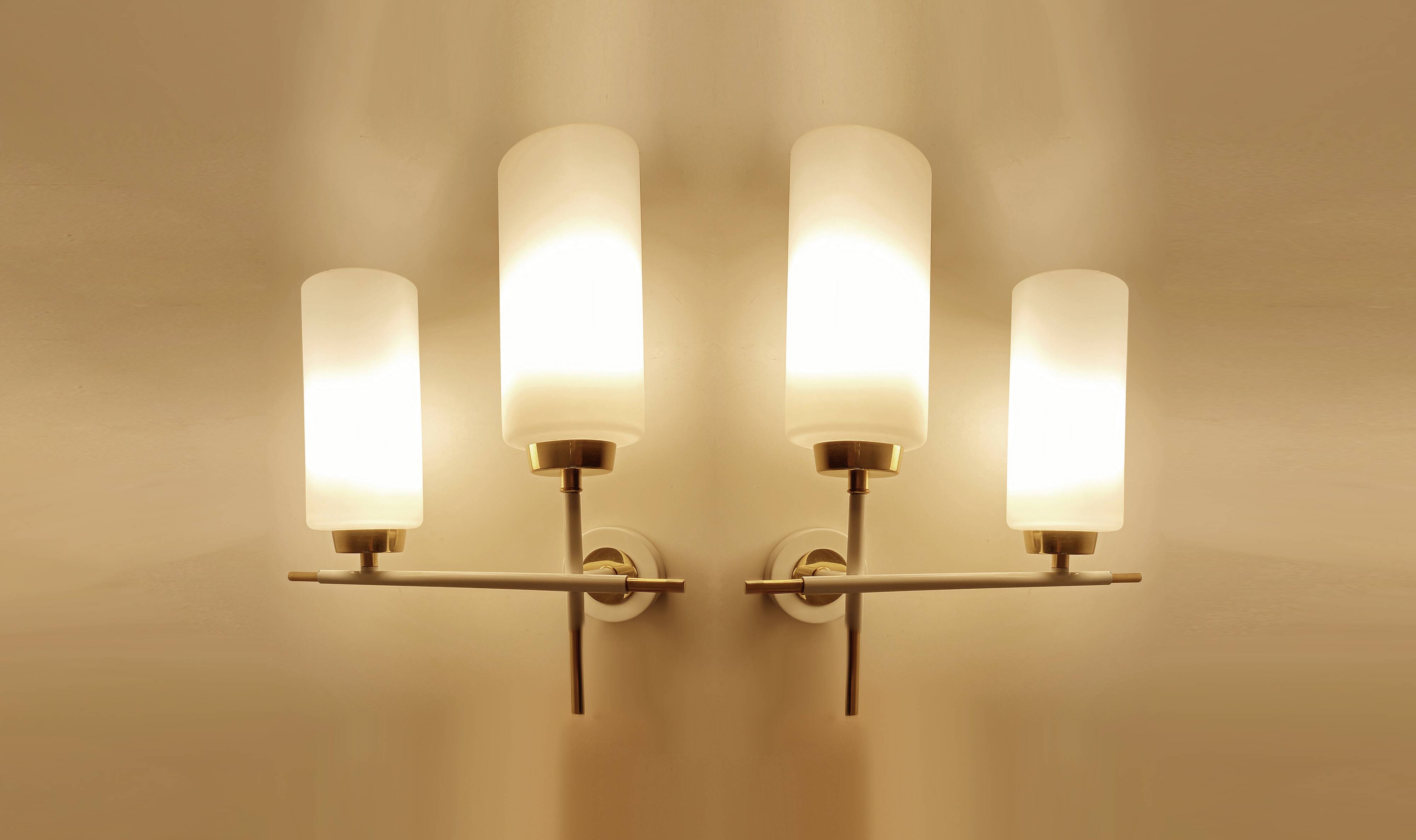 Pair of vintage architectural wall lights, 1960s