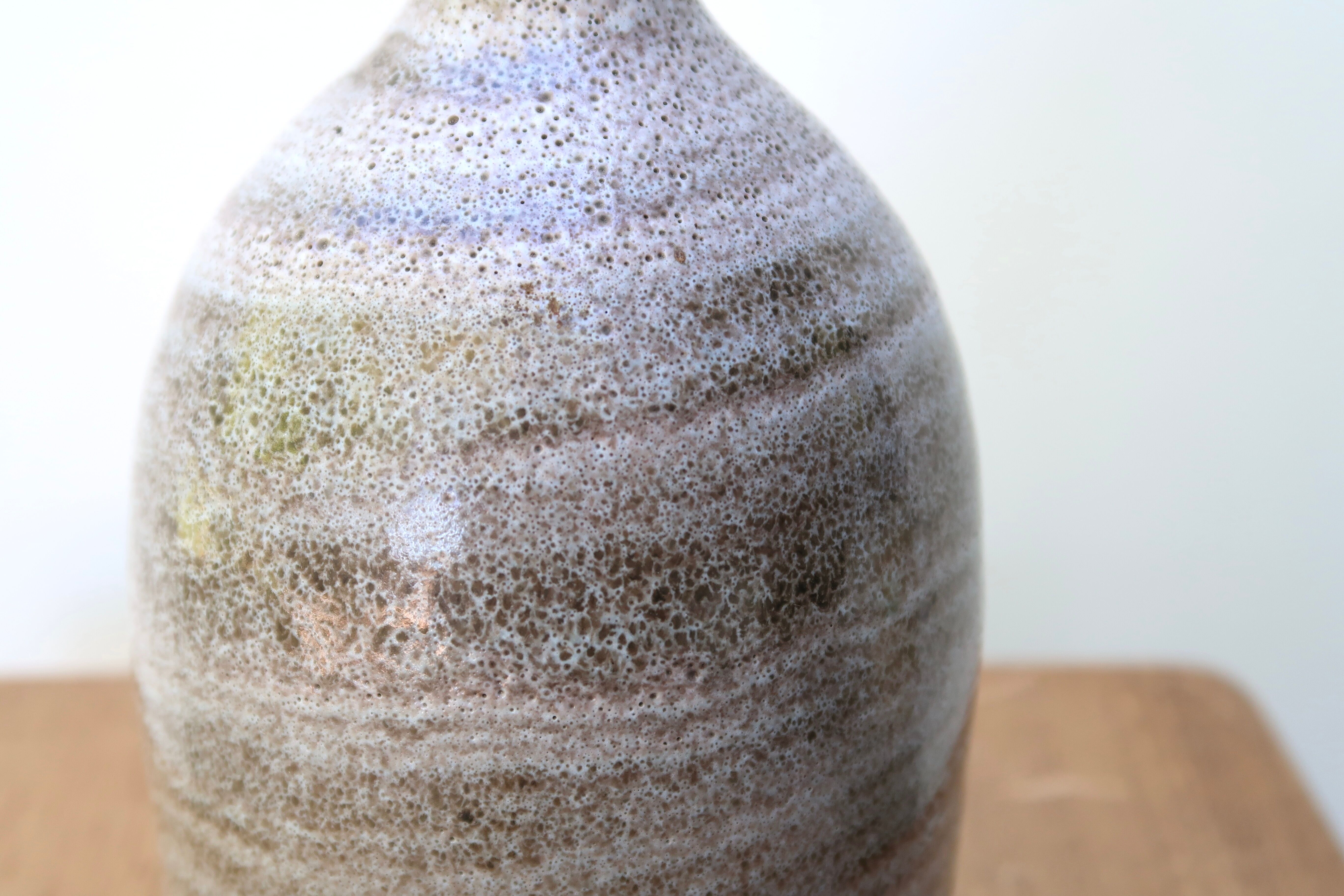 Ceramic lamp, raffia lampshade, 60s