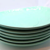 Set of 6 XL fish plates in sky blue earthenware
