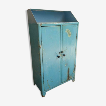 Old industrial cabinet steel light blue