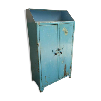 Old industrial cabinet steel light blue