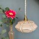 Suspension abat-jour vintage art déco en opaline rose