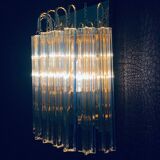 Hollywood Regency Style Glass & Brass Wall Lamp from Massive, Italy, 1980s