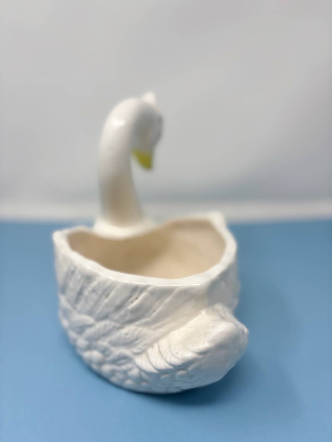 Italian ceramic swan shaped flowerpot