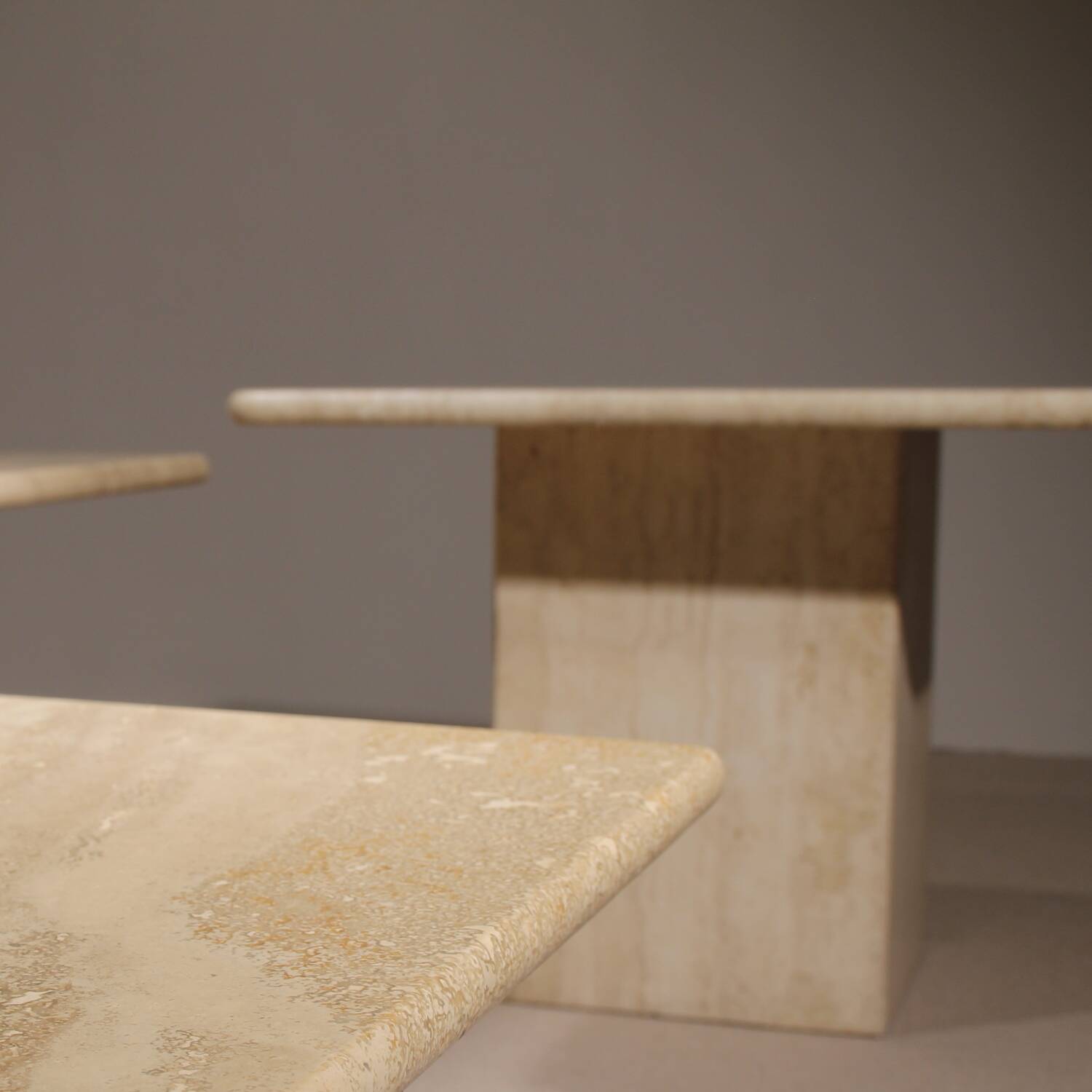 Nesting Table Set in Travertine | Italy 1970s
