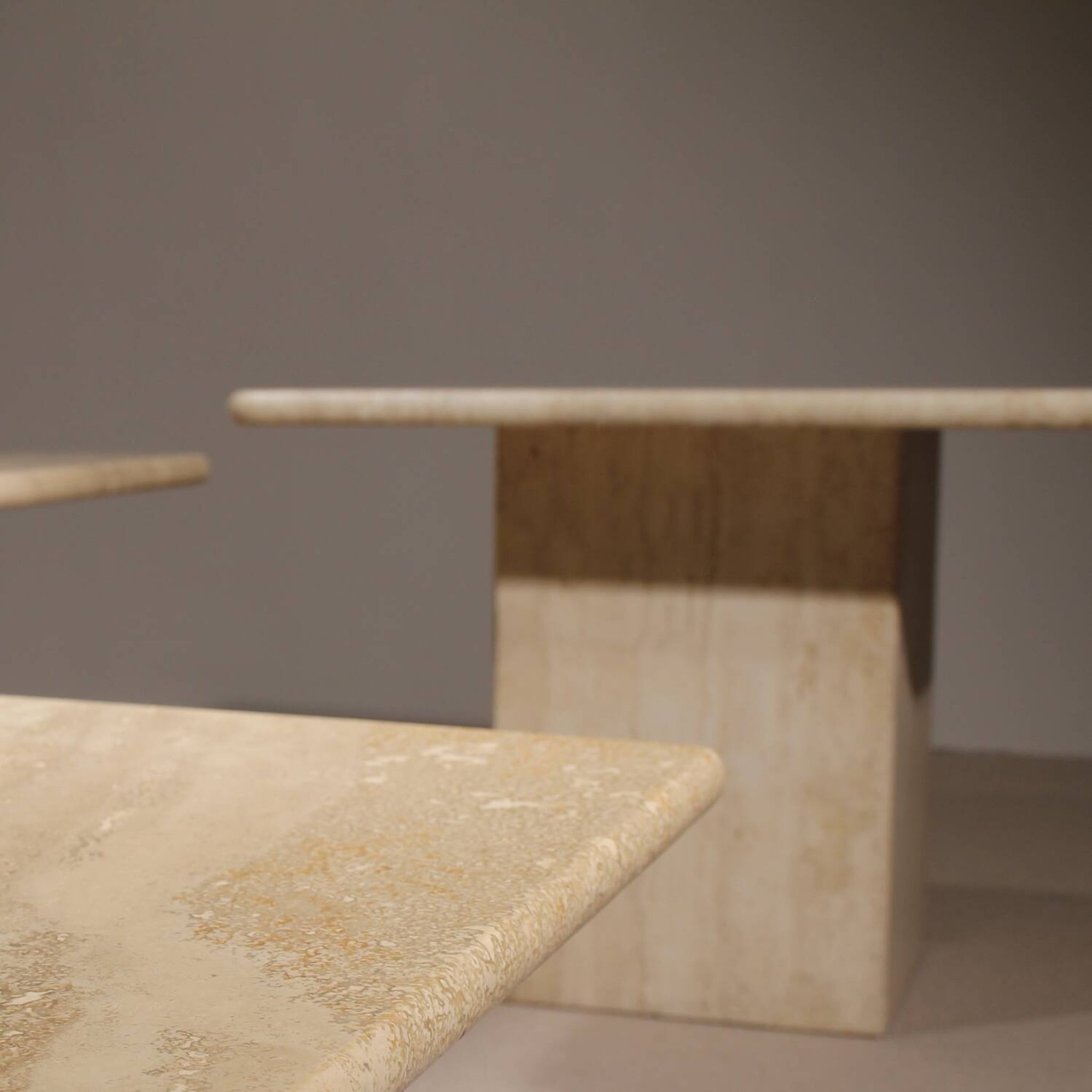 Nesting Table Set in Travertine | Italy 1970s