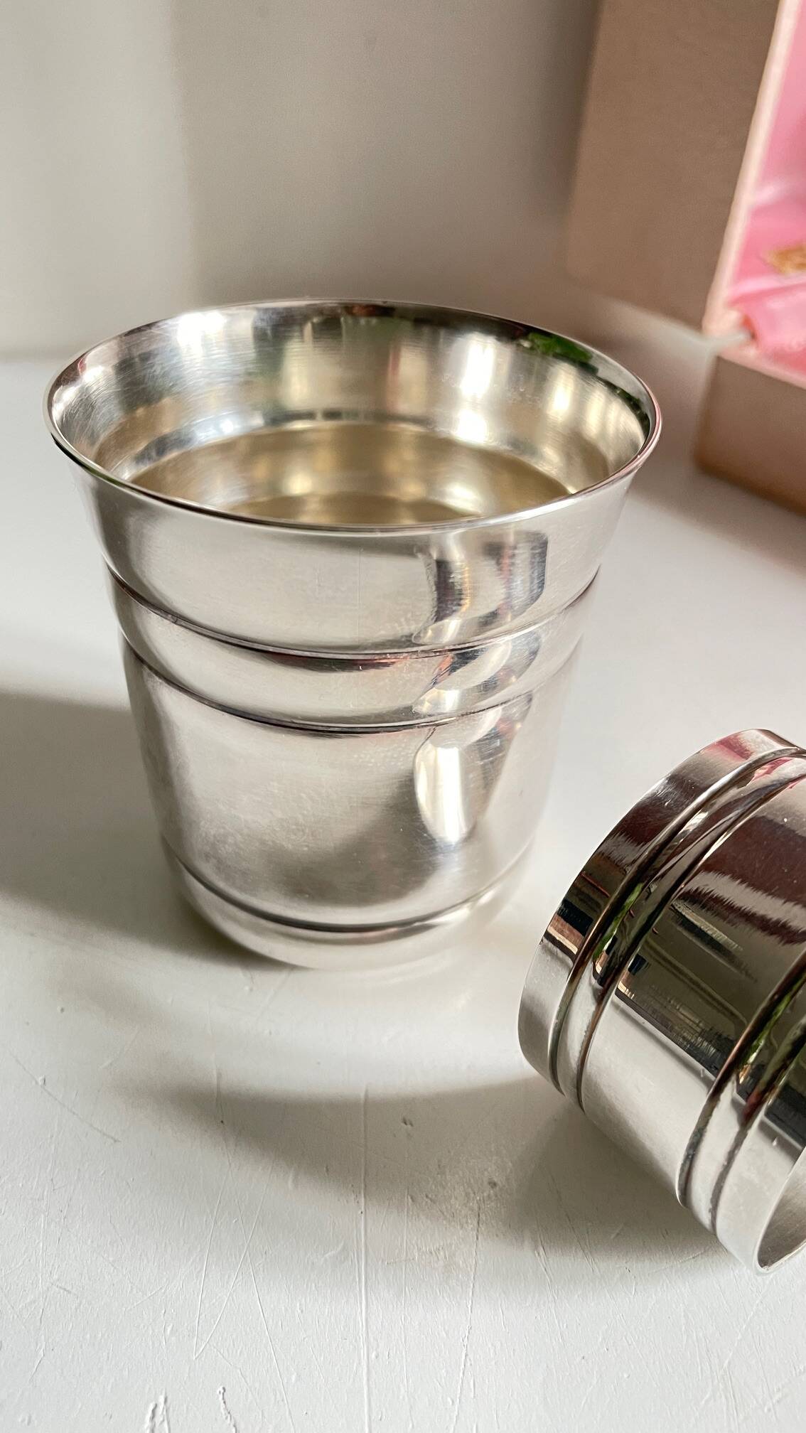 Silver-plated glass and napkin ring by UDNER