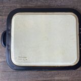 1960s Carzou Brutalist period tray, fiber and black leather