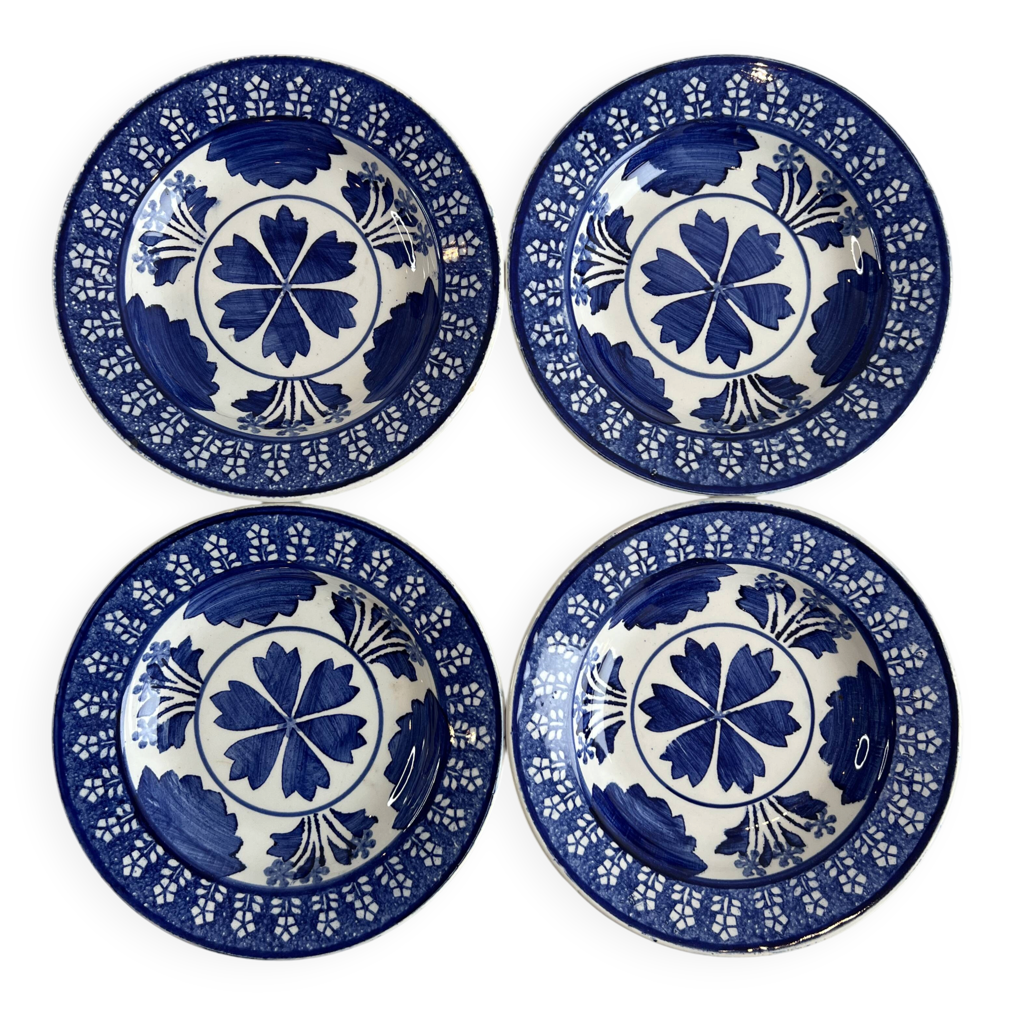 Set of 4 ironstone plates from Choisy Le Roi.