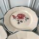 Set of 6 flat plates Digoin Sarreguemines pink and blue flowers 40s
