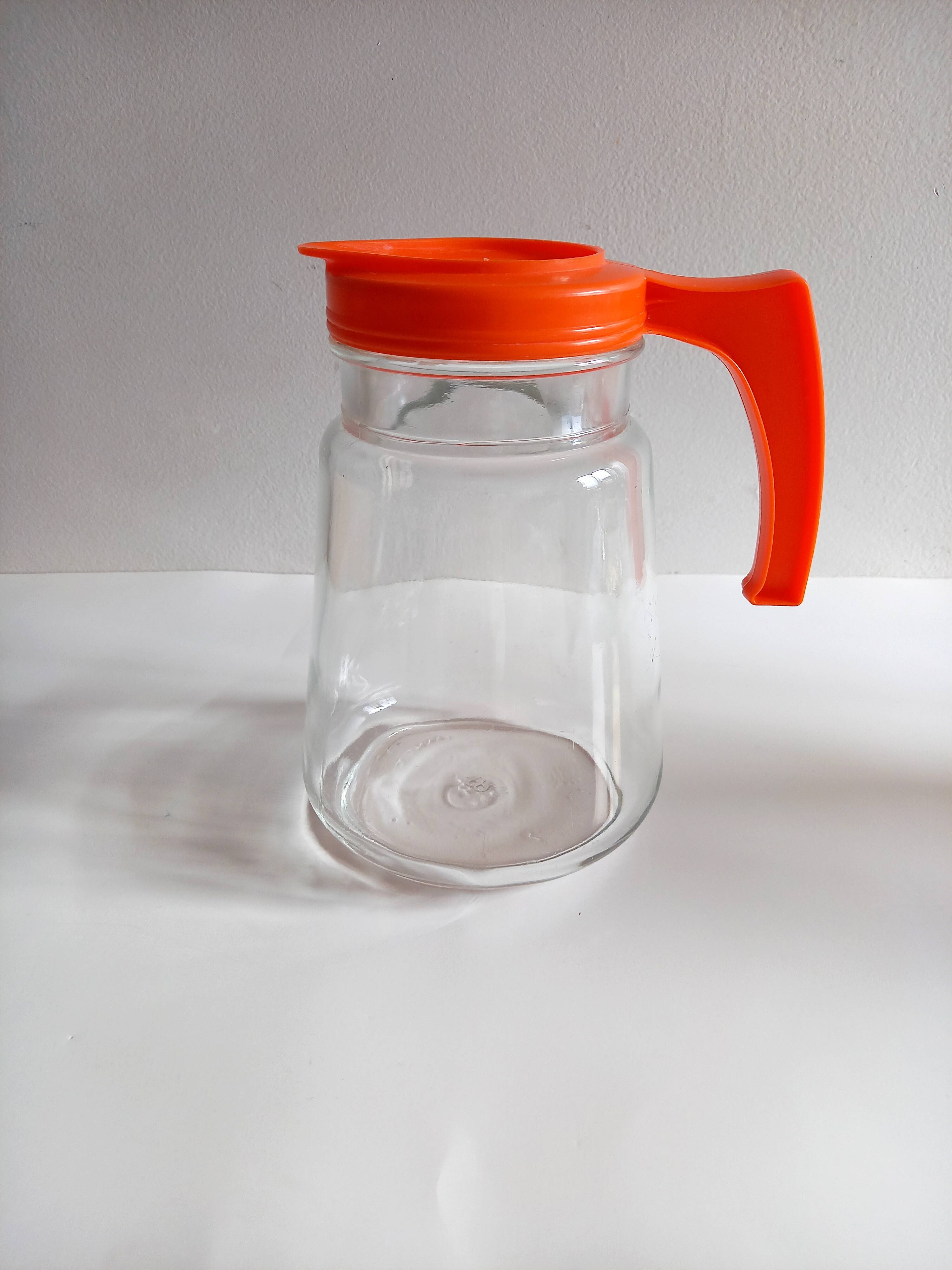 Lot 4 Verre Orange Vert Rouge Ligne Seventies Orangeade Ital 10