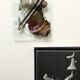 ashtray abstract painting in melted glass, around 1970