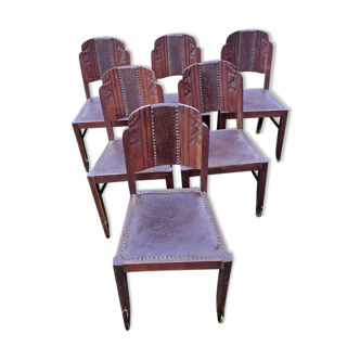 Set of 6 art deco chairs.