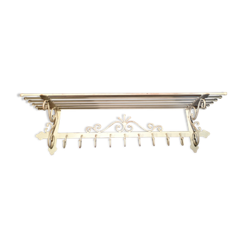 White wrought iron coat and hat rack