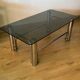 Vintage coffee table in chrome metal and smoked glass, 1970s