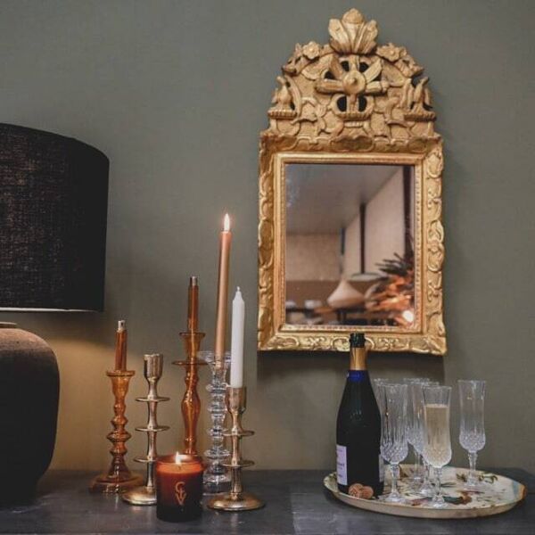 Petit miroir ancien en bois doré, style régence