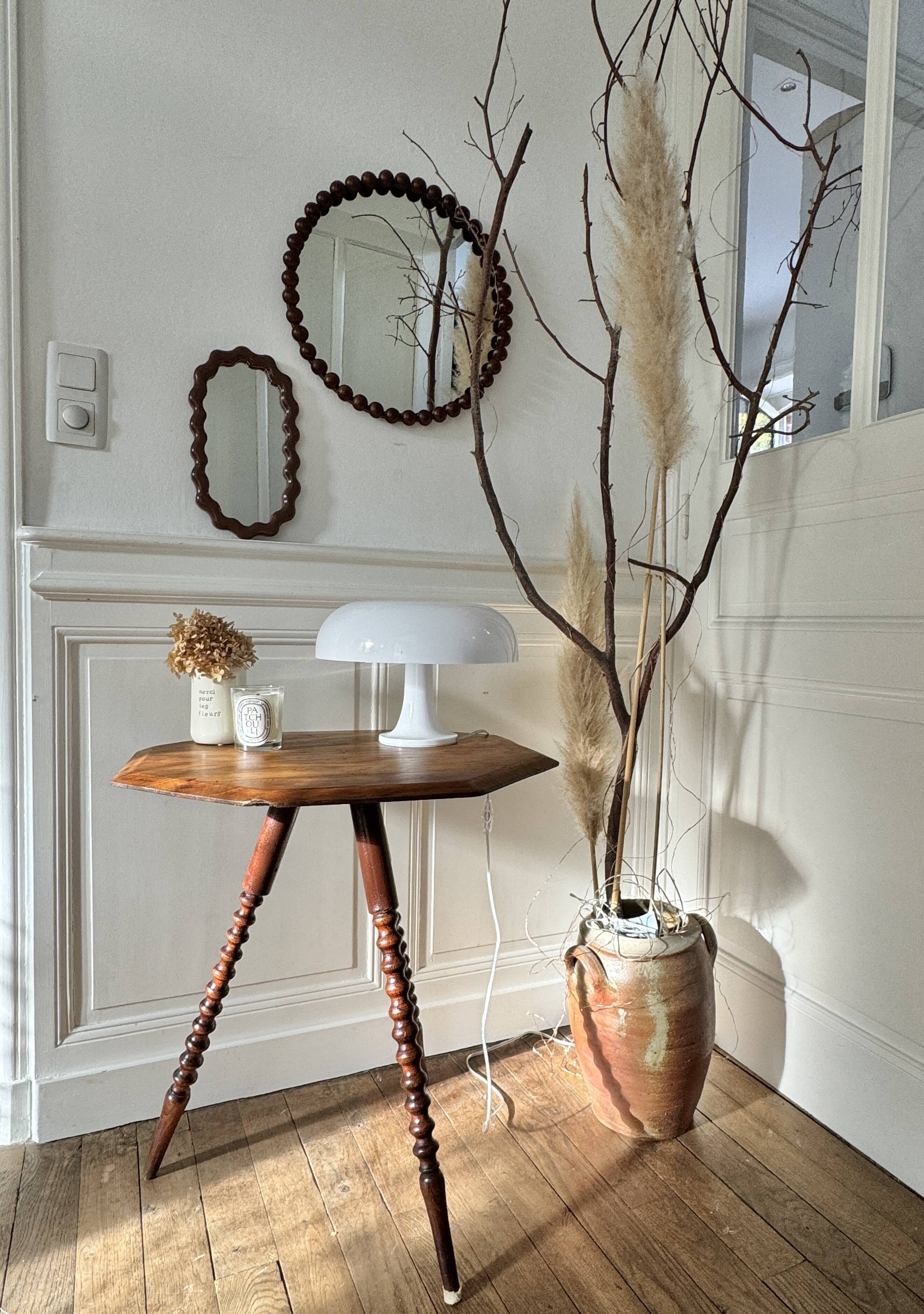 turned wooden side table