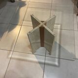 Travertine and beveled glass table, Italian design, 70s