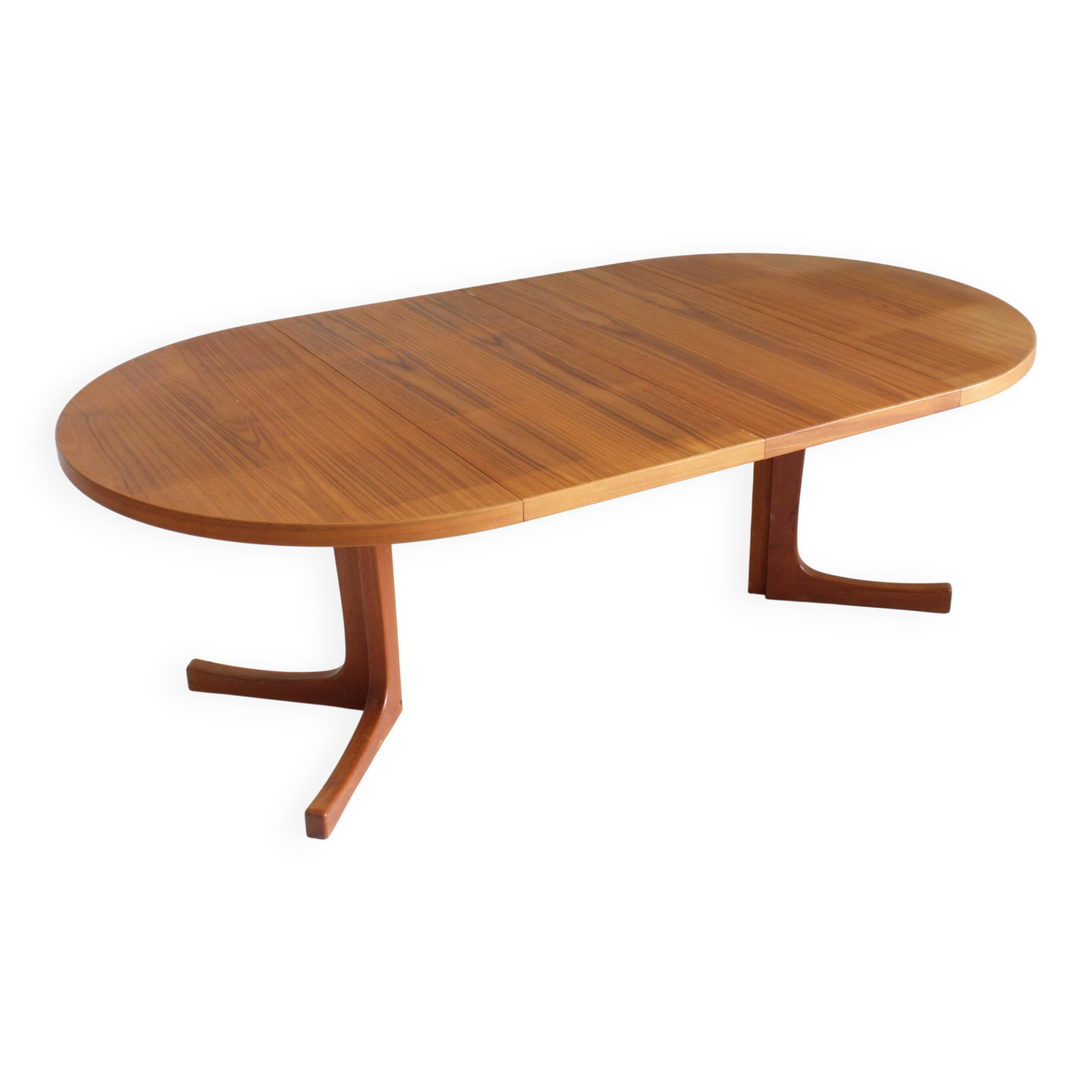 Vintage Danish round extendable dining table teak 1960s