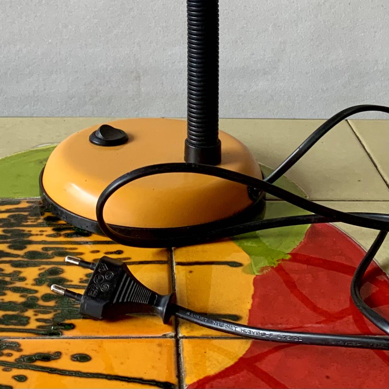 Vintage orange painted metal desk lamp