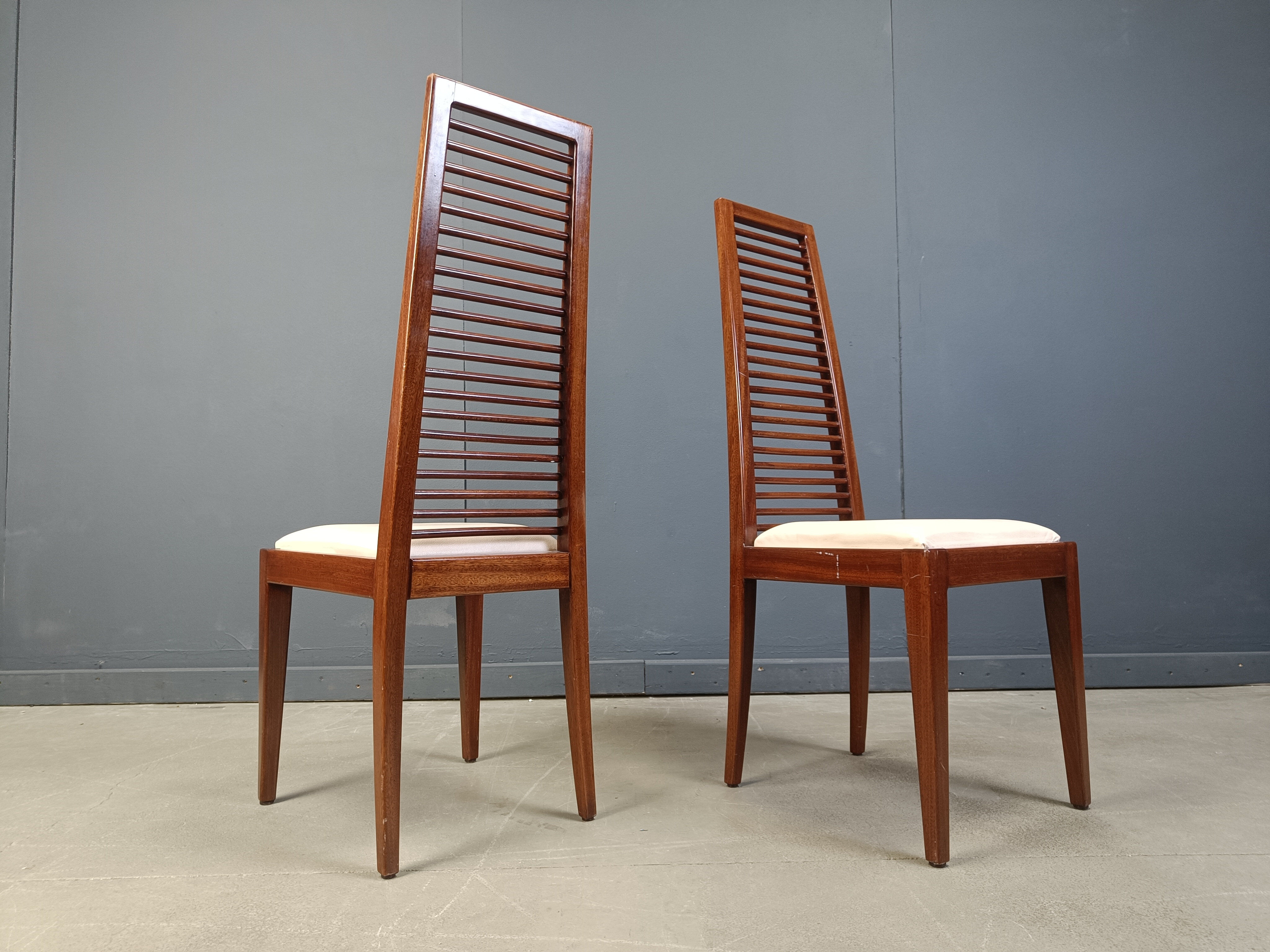 Set of 8 Italian high back dining chairs, 1980s