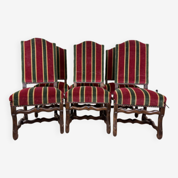 série de 6 chaises vintage style louis XIII os de mouton