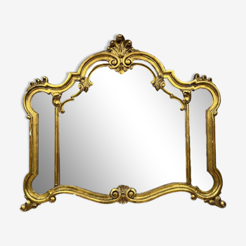 Louis XV Rocaille style mirror in gilded wood, 20th century