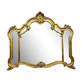 Louis XV Rocaille style mirror in gilded wood, 20th century