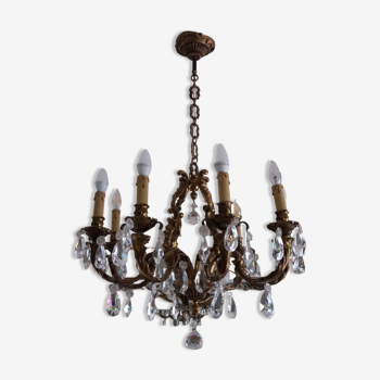 Bronze chandelier crystal tassels