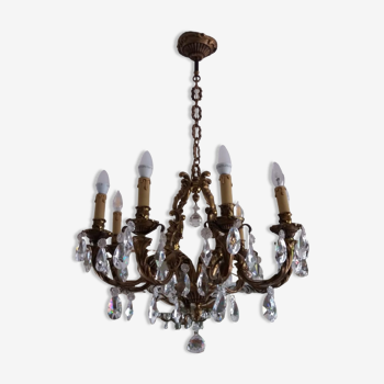 Lustre bronze pampilles cristal