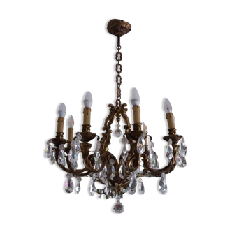 Bronze chandelier crystal tassels