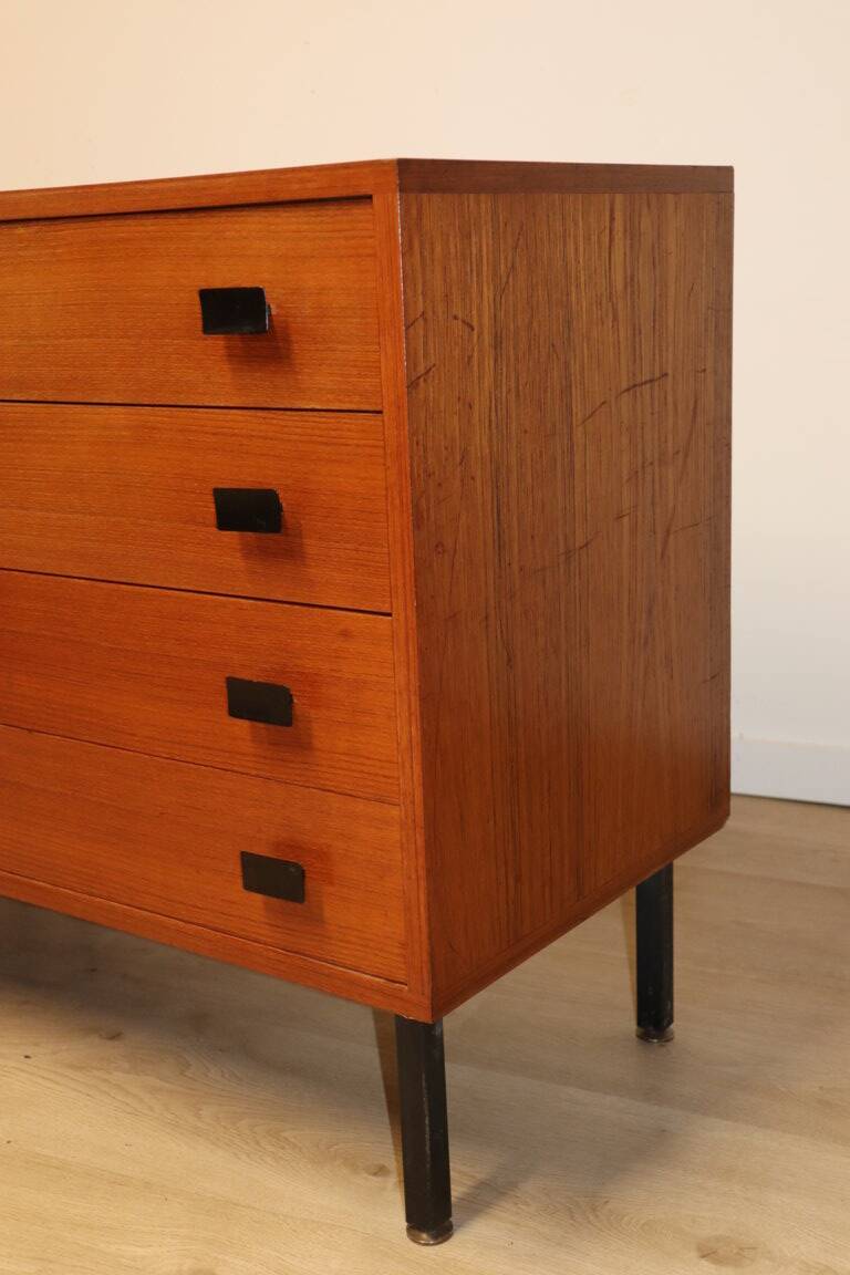 Vintage sideboard in wood and metal, 1960s