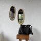 Pair of oval mirrors 1900 gilded stucco
