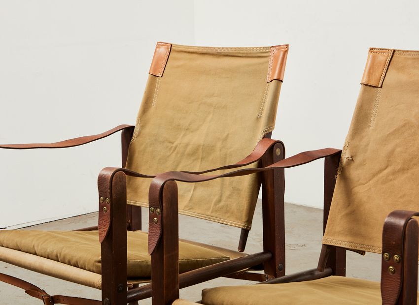 Kaare Klint Pair of Safari Chairs for Rud Rasmussen Denmark 1960s