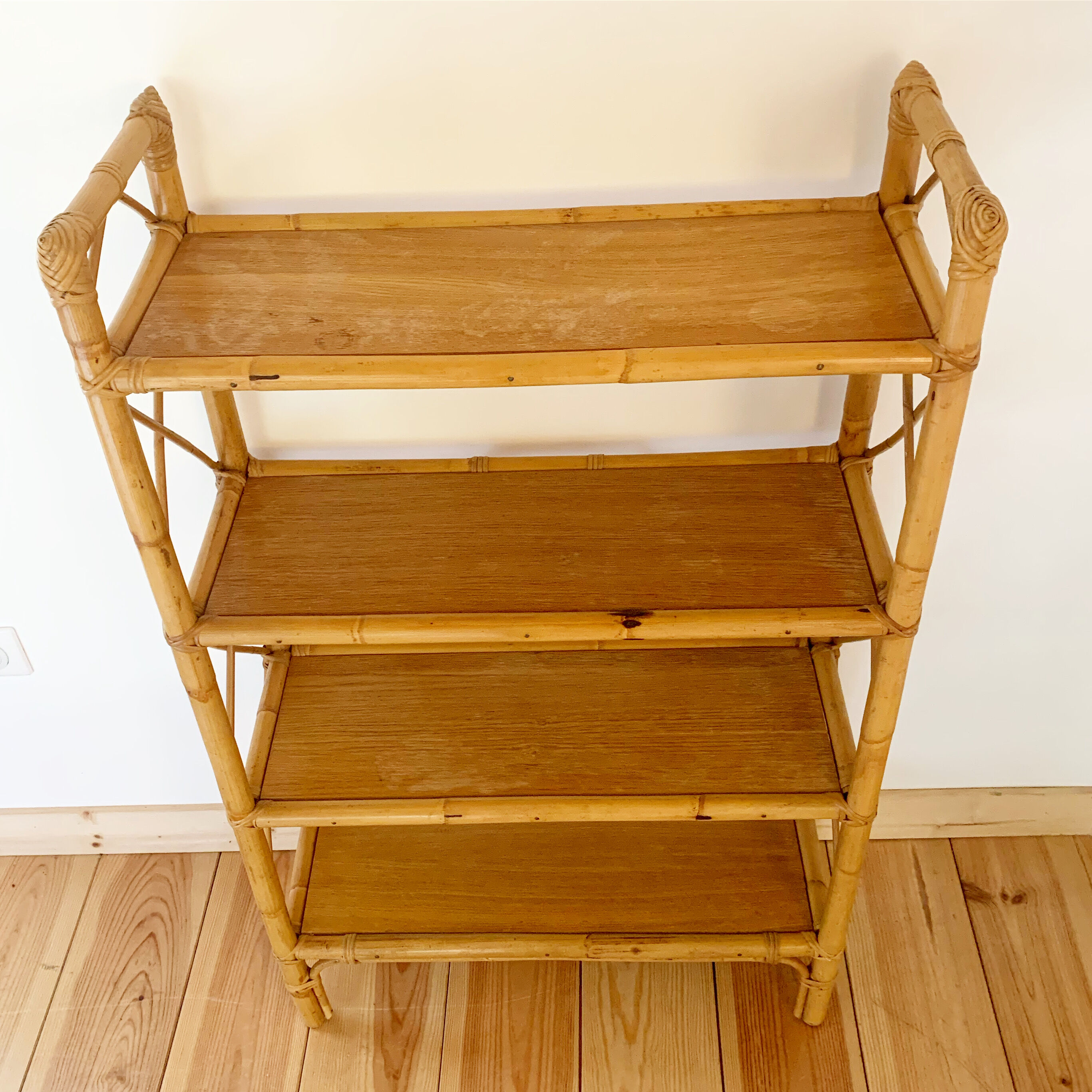Vintage rattan stand shelf