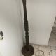 Large vintage turned wooden floor lamp — Brutalist style