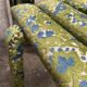 Flowered velvet bench