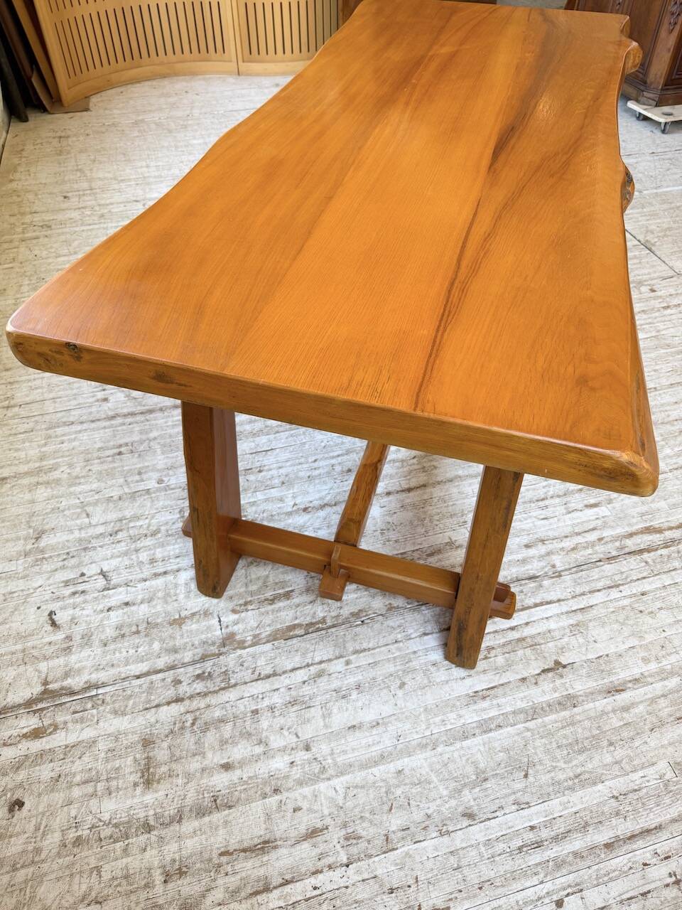 Aranjou farmhouse table in blond elm, 1950s
