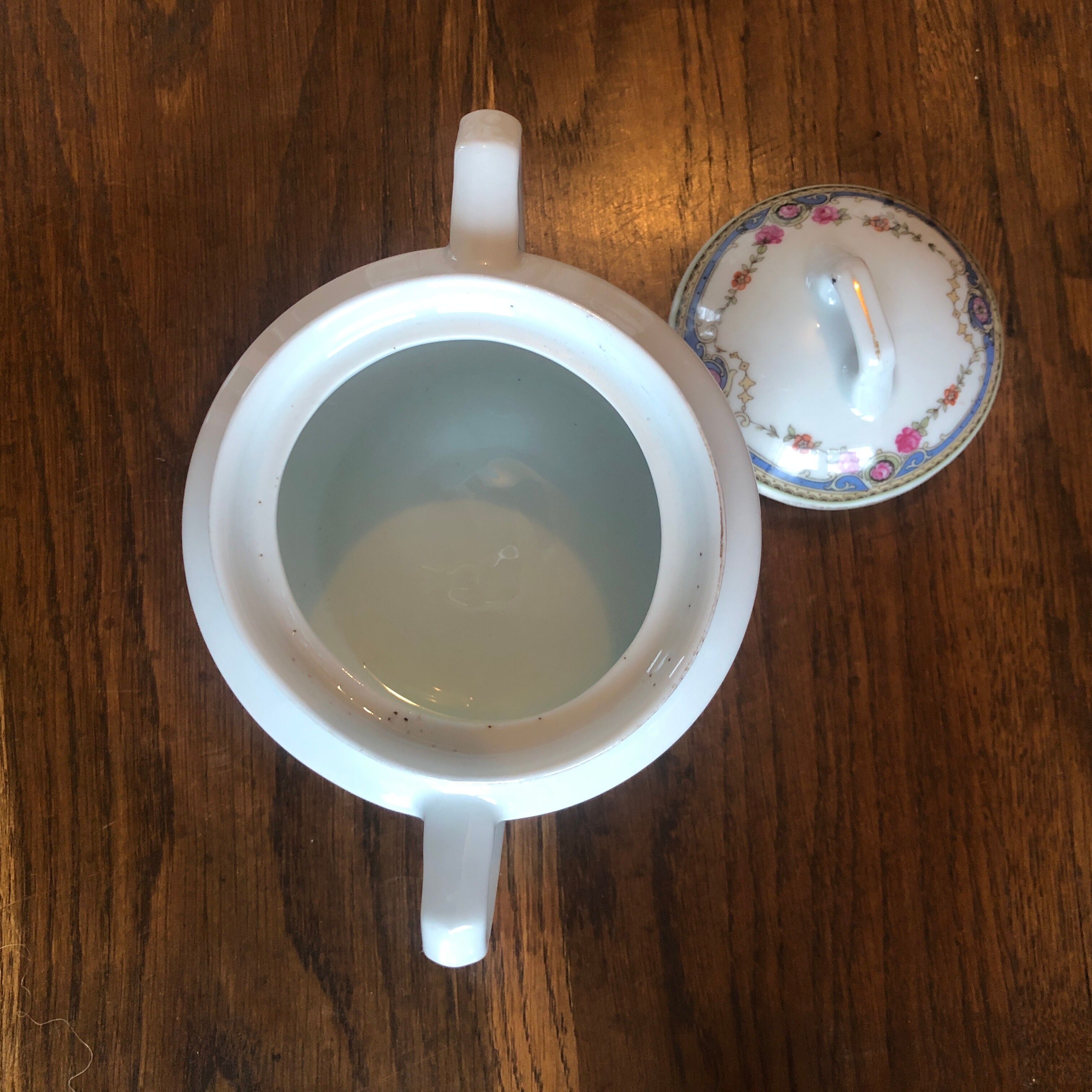 Ancient sugar bowl porcelain