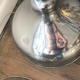 Pair of chrome metal flashlights, circa 1970, 8 lights, 160 cm