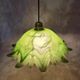 Large vintage marbled green glass lampshade – star-shaped flower design – 35 cm