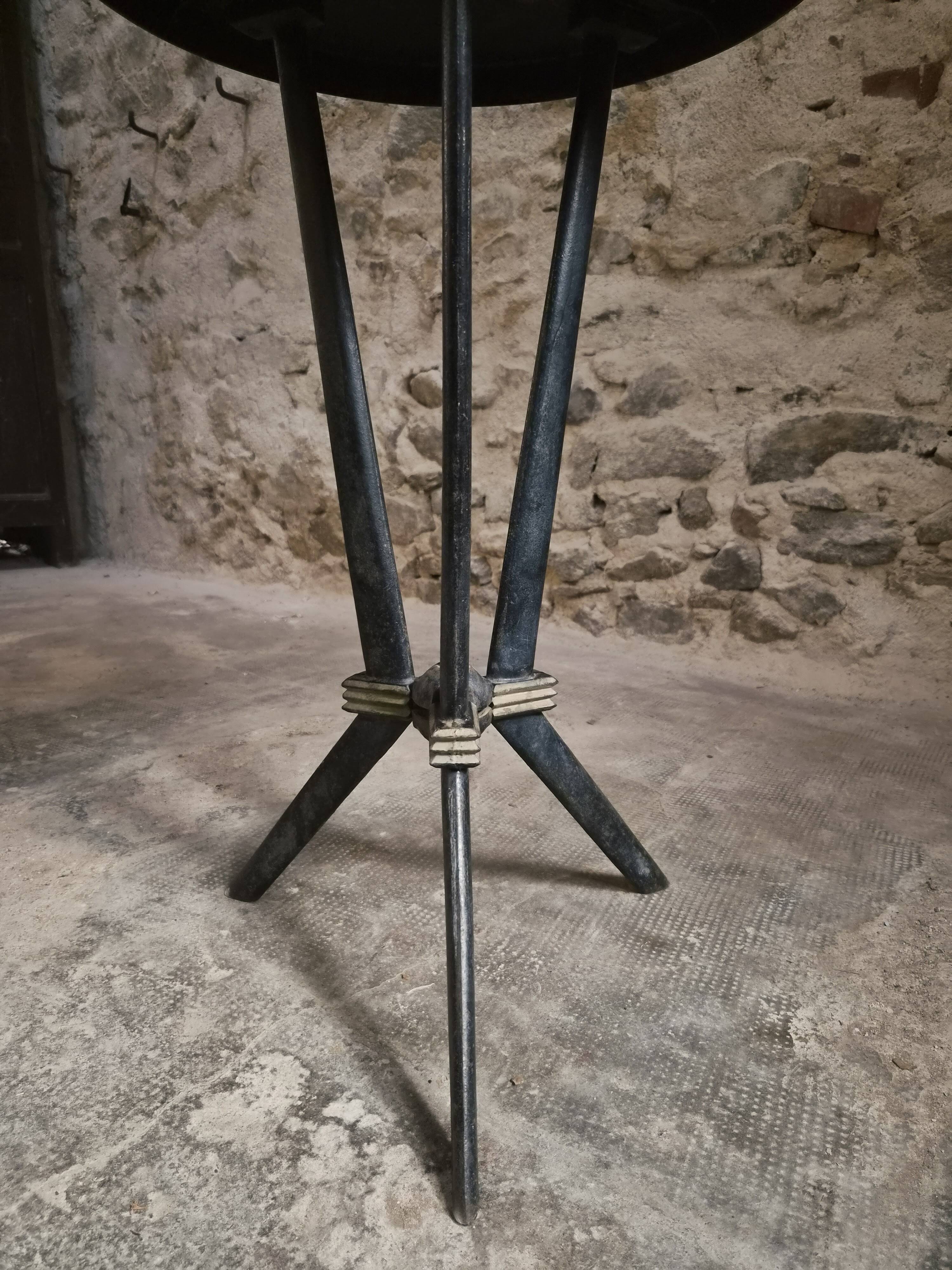 Table bistrot art déco française avec plateau Rex bakélite – c.1930–1940