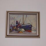 French Oil on Panel – “Port de Nice” by Elie Bernadac (1913–1999)