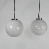 Set of 2 Mid Century Hanging Bol Lamps by Glashutte Limburg, 1970s