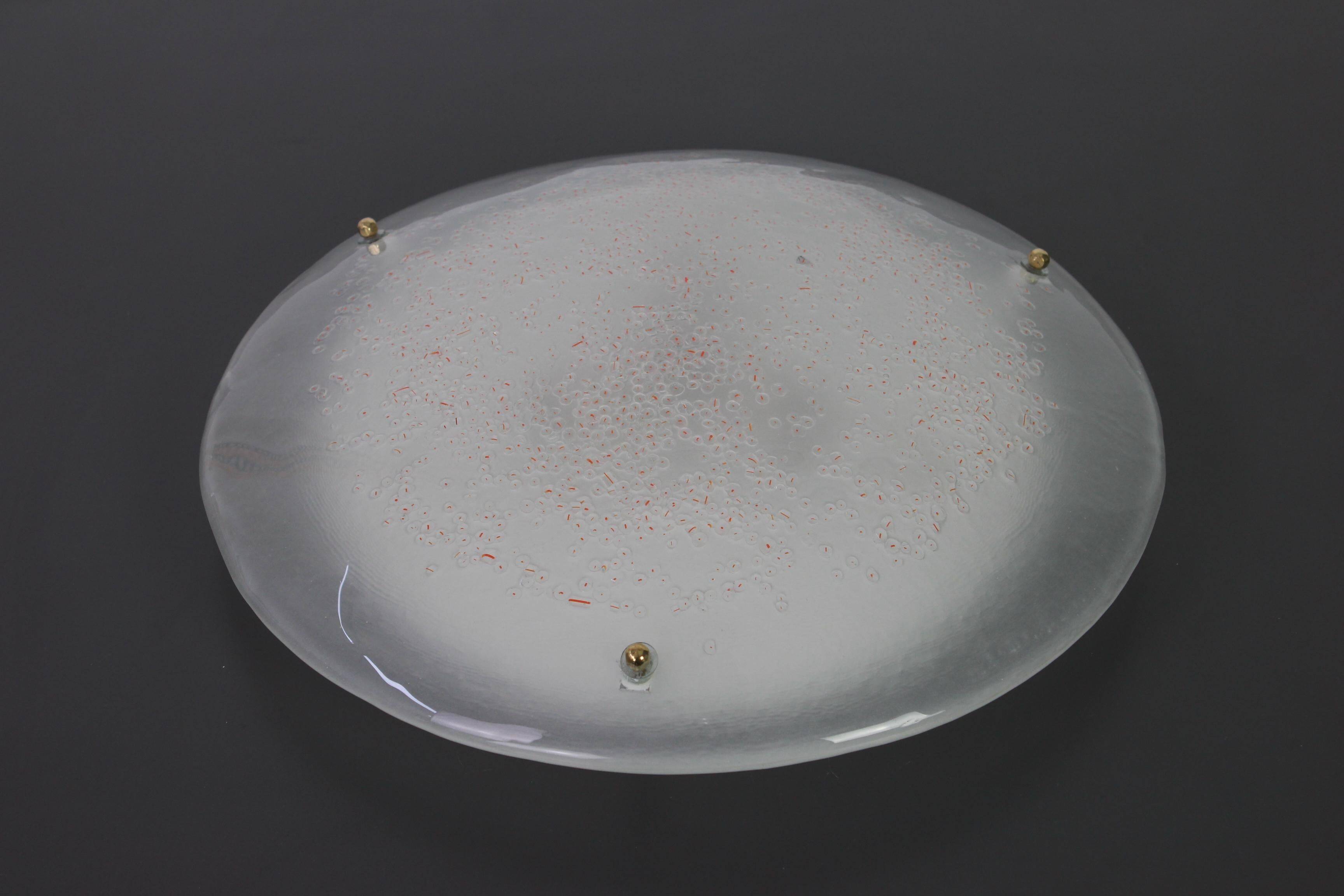 Plafonnier rond en verre Murano par Hillebrand, Allemagne, années 1970