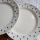 6 vintage dessert plates in white earthenware – blue fleur-de-lis decoration