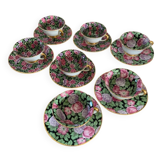 Berry porcelain cups with Flowers pattern