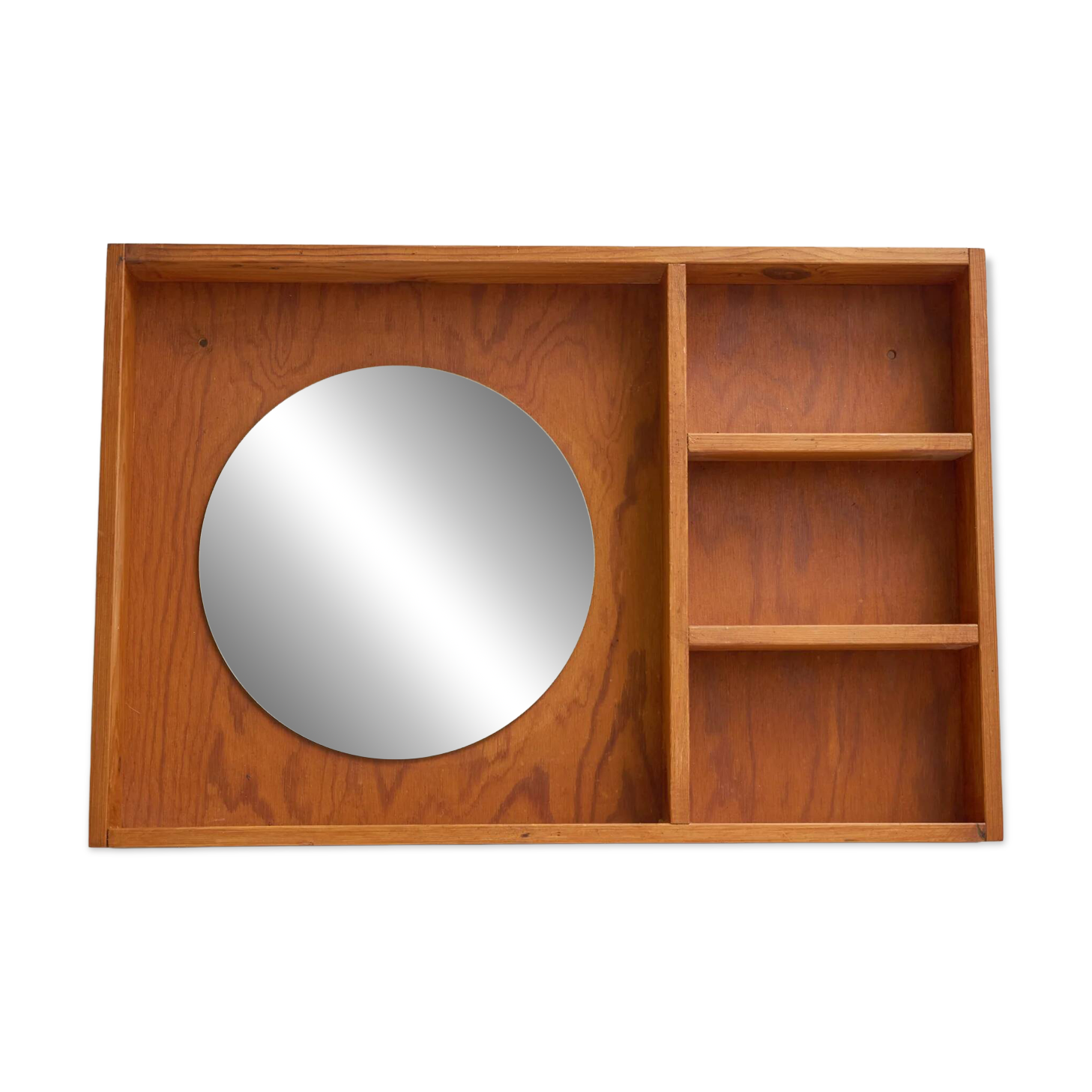 Round mirror with wooden frame, 1960s