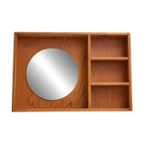 Round mirror with wooden frame, 1960s